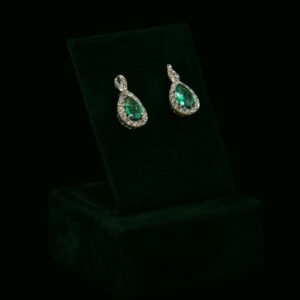 Naušnice s prirodnim dijamantima i smaragdima od 1.40 ct