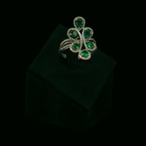 Prsten s prirodnim dijamantima i smaragdima od 1.28 ct